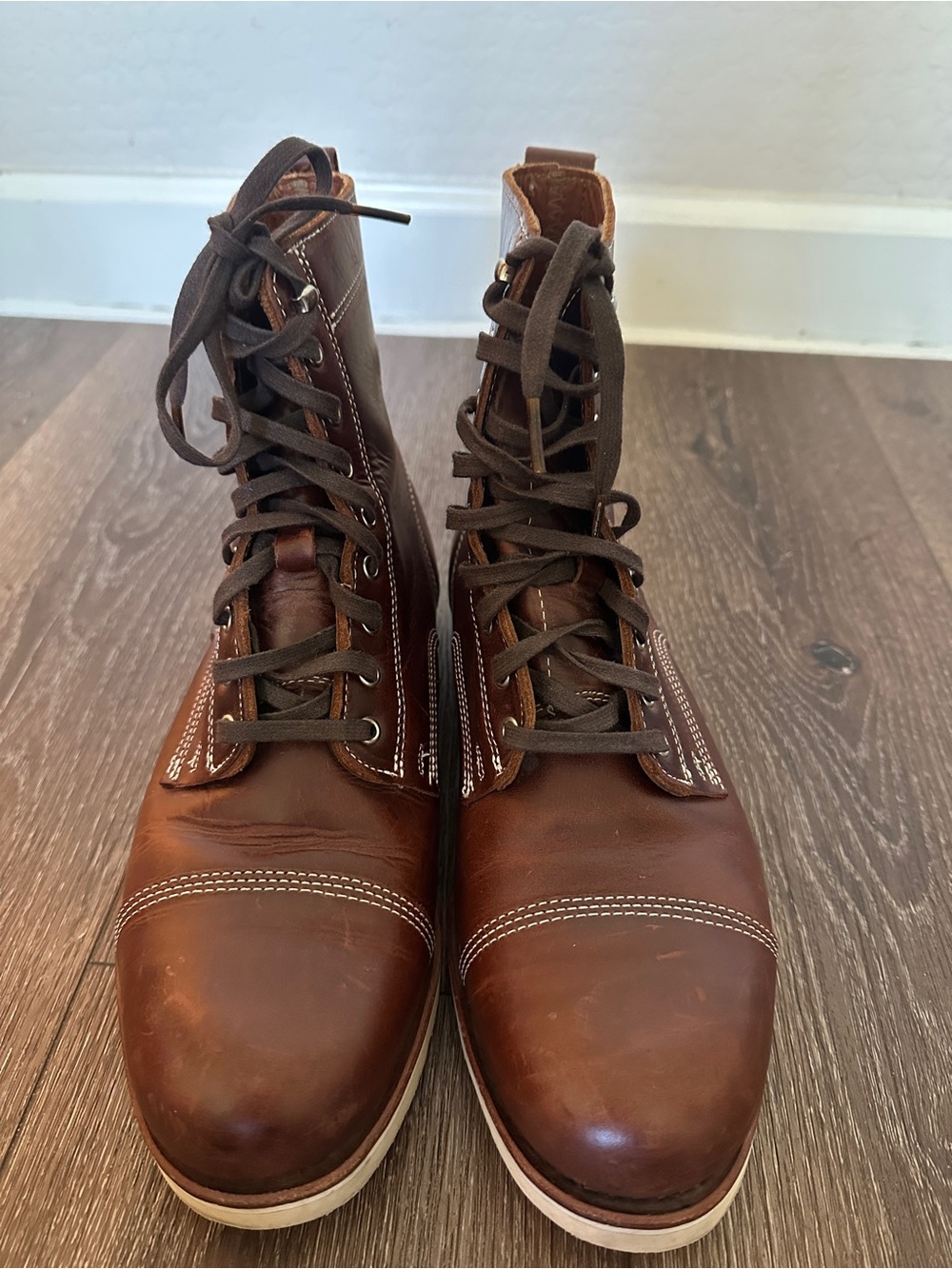 Huckberry  limited edition helm Hunter boots - Men's Brown Leather Lace-Up Boots
